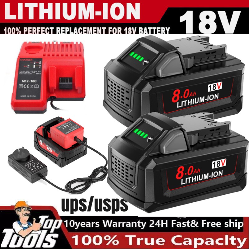 For Milwaukee for M18B5 8.0Ah 3.5Ah Extended Li-ion Battery 48-11-1880 Charger