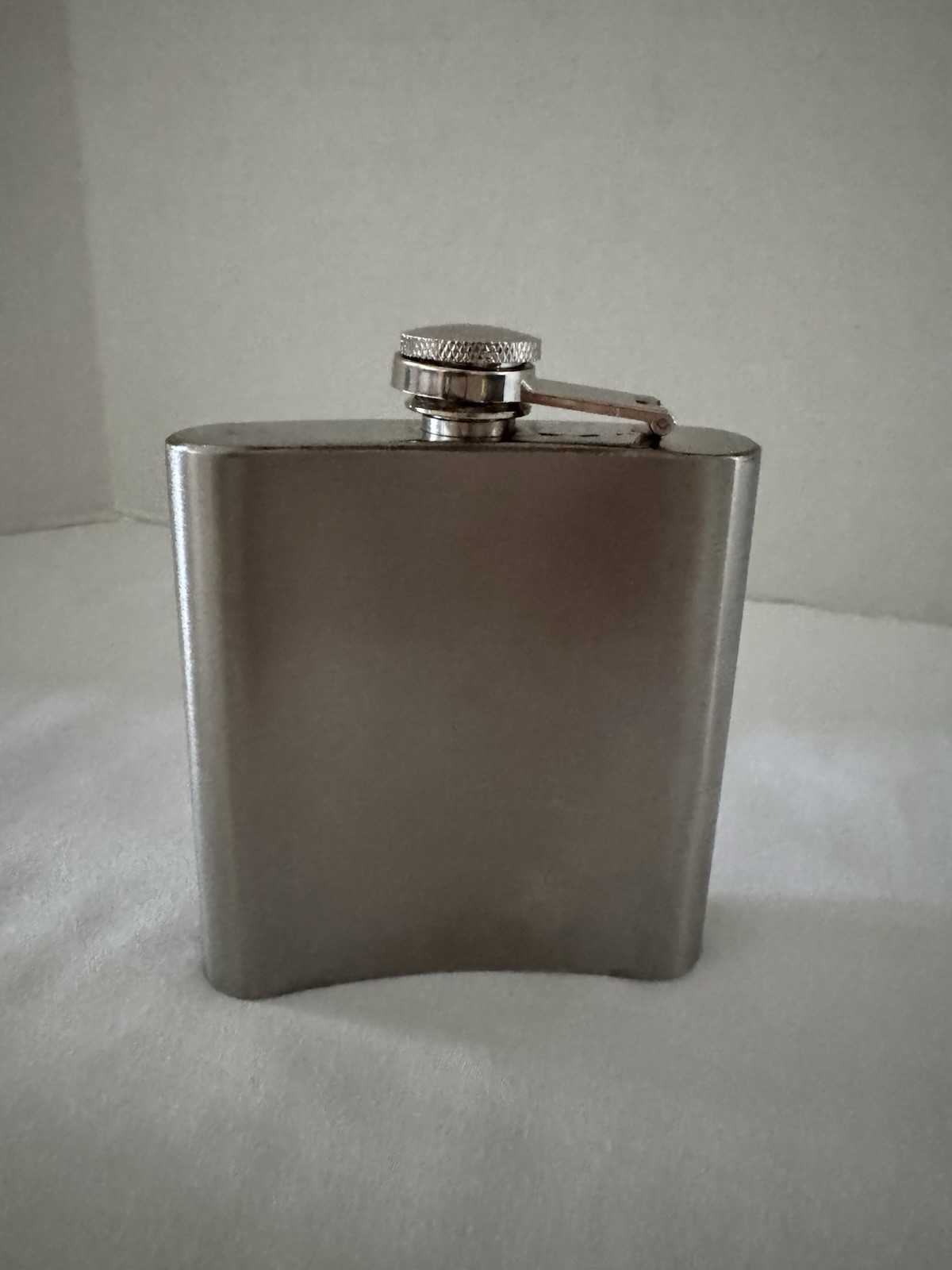 Classic Stainless Steel Flask w/Attached Screw On Lid
