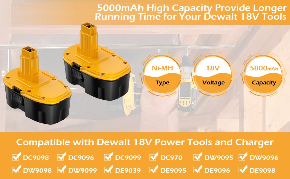 18V 7.0Ah 6Ah Battery / Charger For Dewalt 18 VOLT DC9099 DC9096-2 DC9096 DC9098