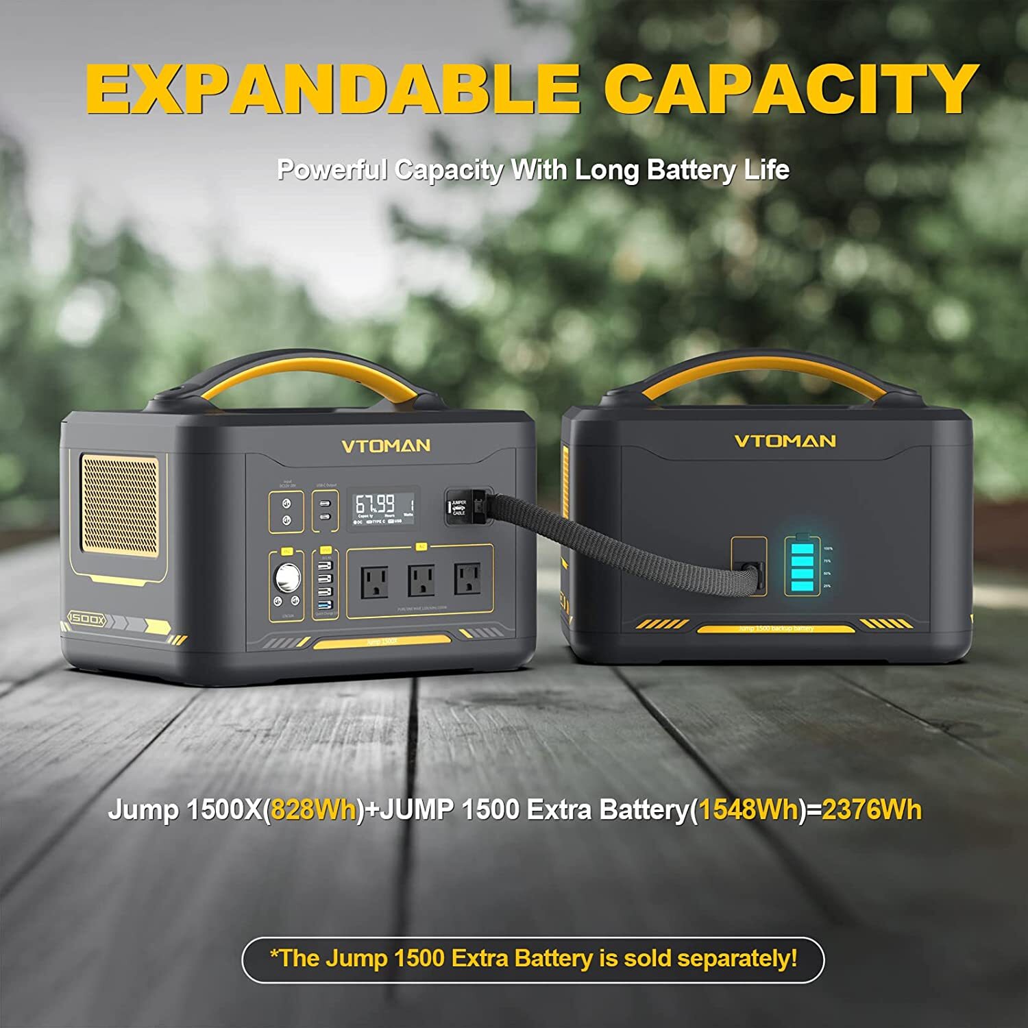 VTOMAN Jump 1500X Portable Power Station 1500W 828Wh Solar Battery Generator US
