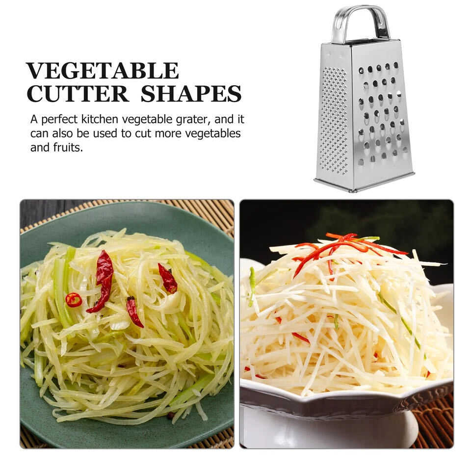 Kitchen Stainless Steel 4-Sided Box Food Grater Vegetable Cheese Slicer Shredder