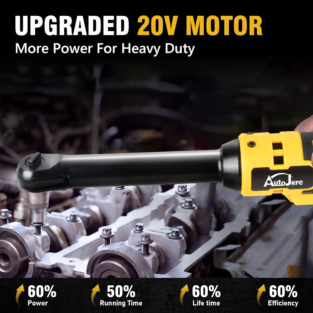 Brushless Cordless Ratchet Wrench Compatible DeWalt 20V MAX Battery Extended Too