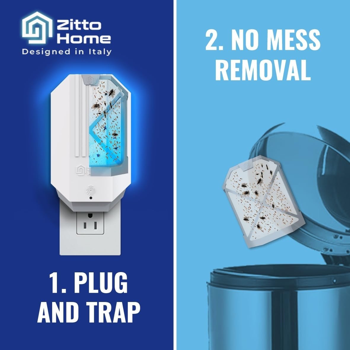 Zitto Home Flying Insect Trap with Plug-in Fly Trap Device and Refill Kit