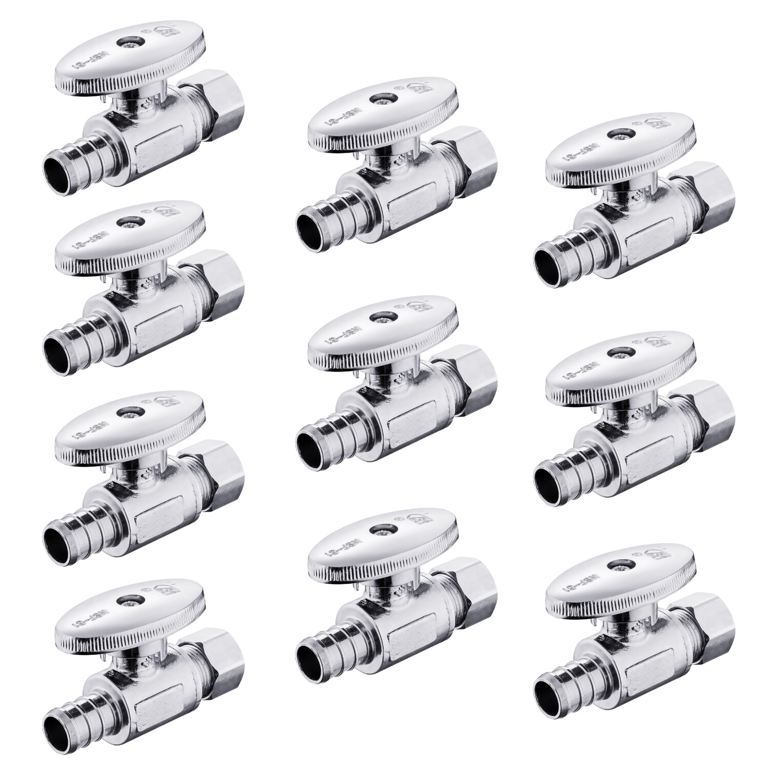 EFIELD 10 PCS 1/2″ PEX X 3/8″OD BRASS 1/4 TURN STRAIGHT STOP VALVE , LEAD-FREE