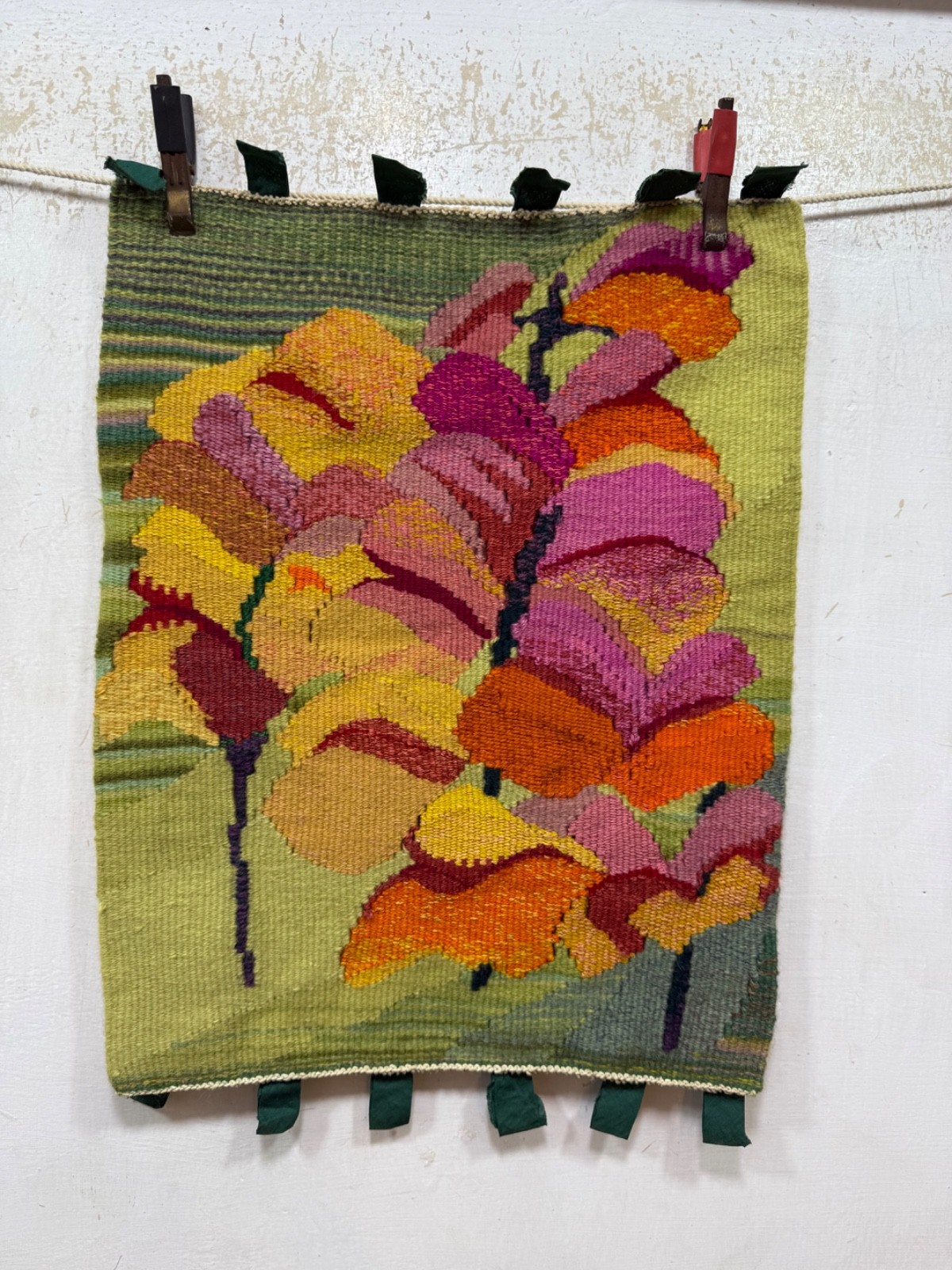 Vintage Beautiful Hand Woven Wool Weaving Tapestry Kilim Rug 50×41 Cm