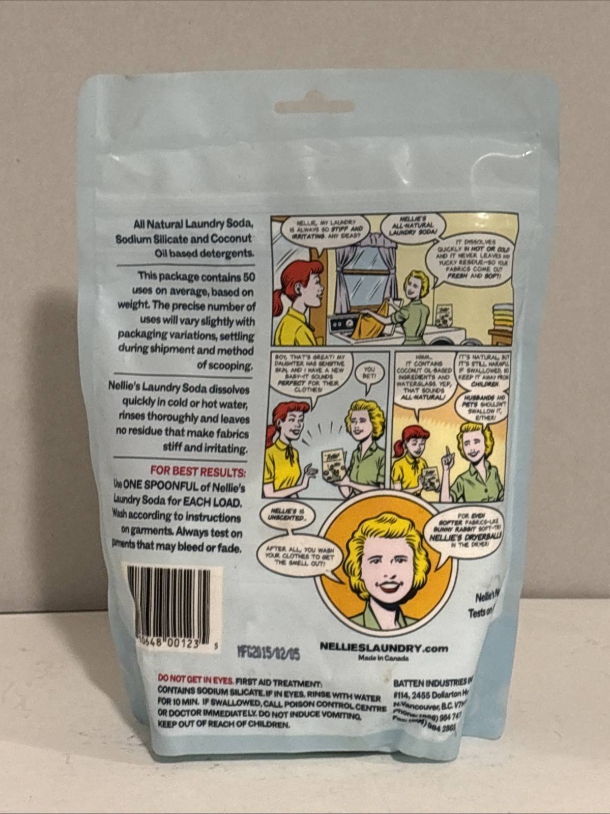 Nellie’s All Natural Laundry Soda 50 Loads 1.6 lbs Hypoallergenic Brand New