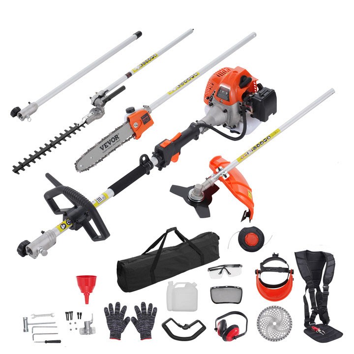 VEVOR 6-in-1 Multi-Functional Trimming Tools Gas Hedge Trimmer 33CC Weed Eater