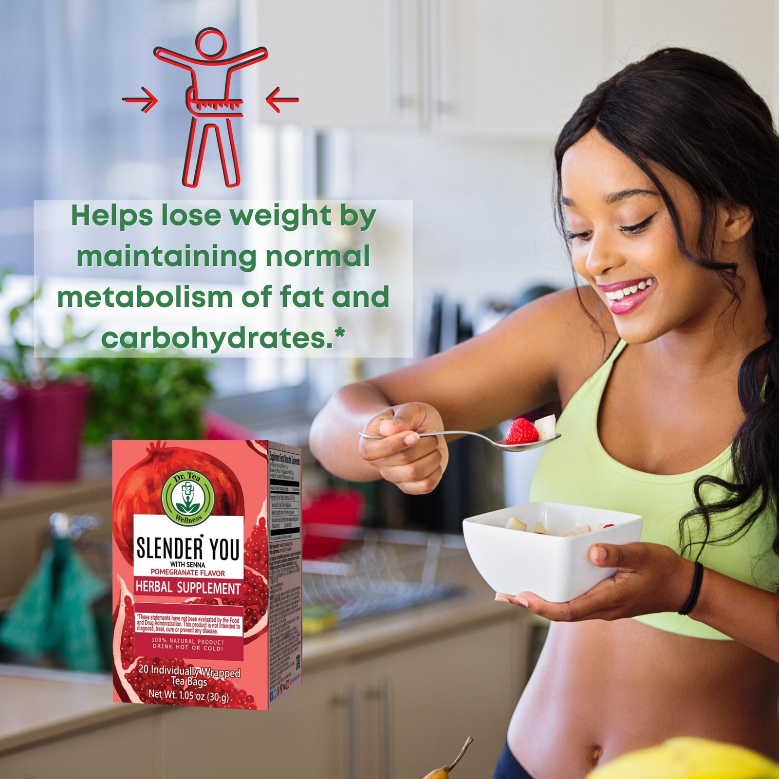 Slender You Tea with Senna – Pomegranate Flavor – 20 Tea Bags