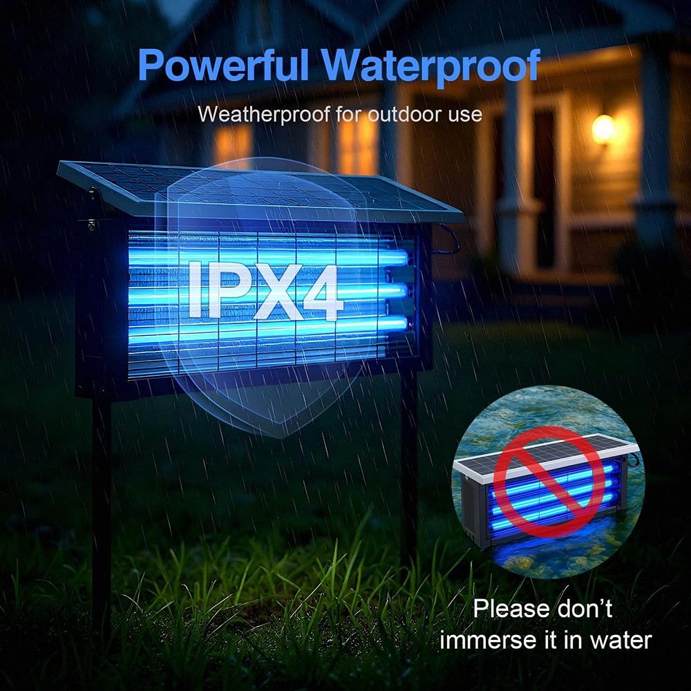 Solar Bug Zapper Outdoor Mosquito Zapper 4500V Waterproof Rechargeable Fly Trap