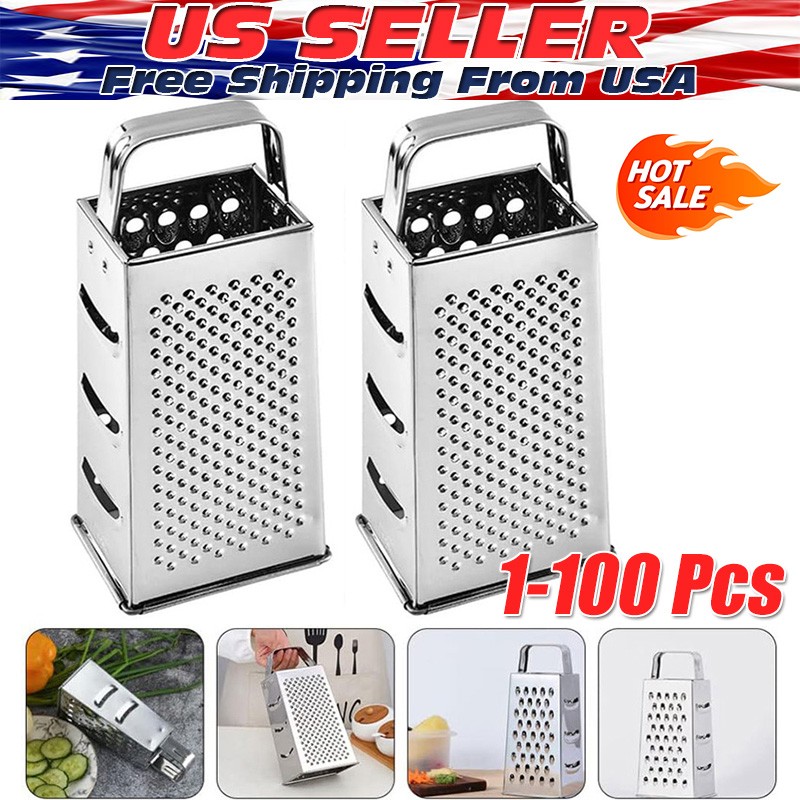 Kitchen Stainless Steel 4-Sided Box Food Grater Vegetable Cheese Slicer Shredder