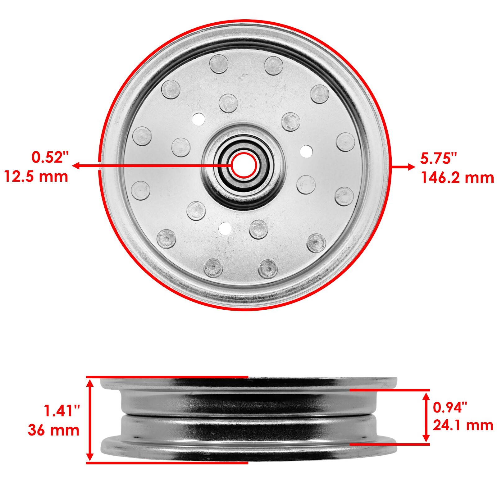 Deck Flat Idler Pulley For Woods FM series FM2060 FM2072 FM2084 / RD6000 RD7200