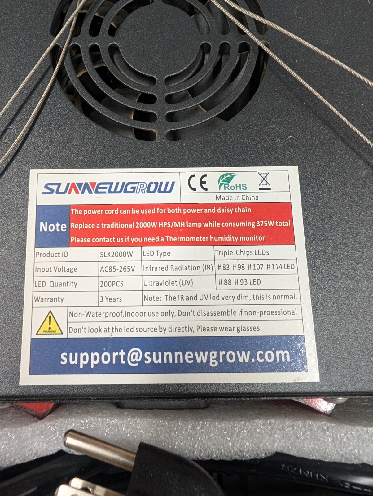 USED SUN NEW GROW 2000W LED Full Spectrum GroW Light SLX2000W* FREE SHIPPING*