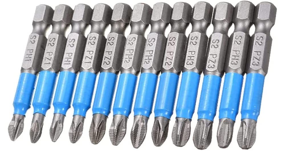12 Pieces Magnetic Phillips Pozidriv Screwdriver Bit Set 1/4 Inch Hex Shank An