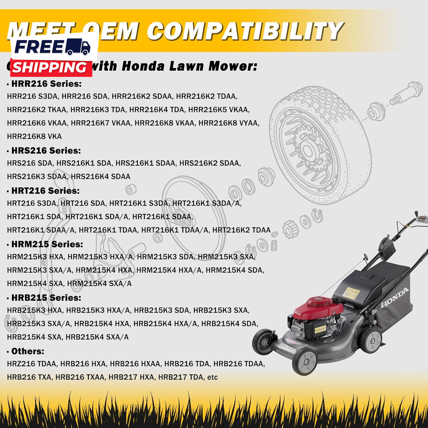 4 Pcs 8″ Lawn Mower Wheels Compatible with Honda HRR216 HRS216 HRT216 Lawn Mower