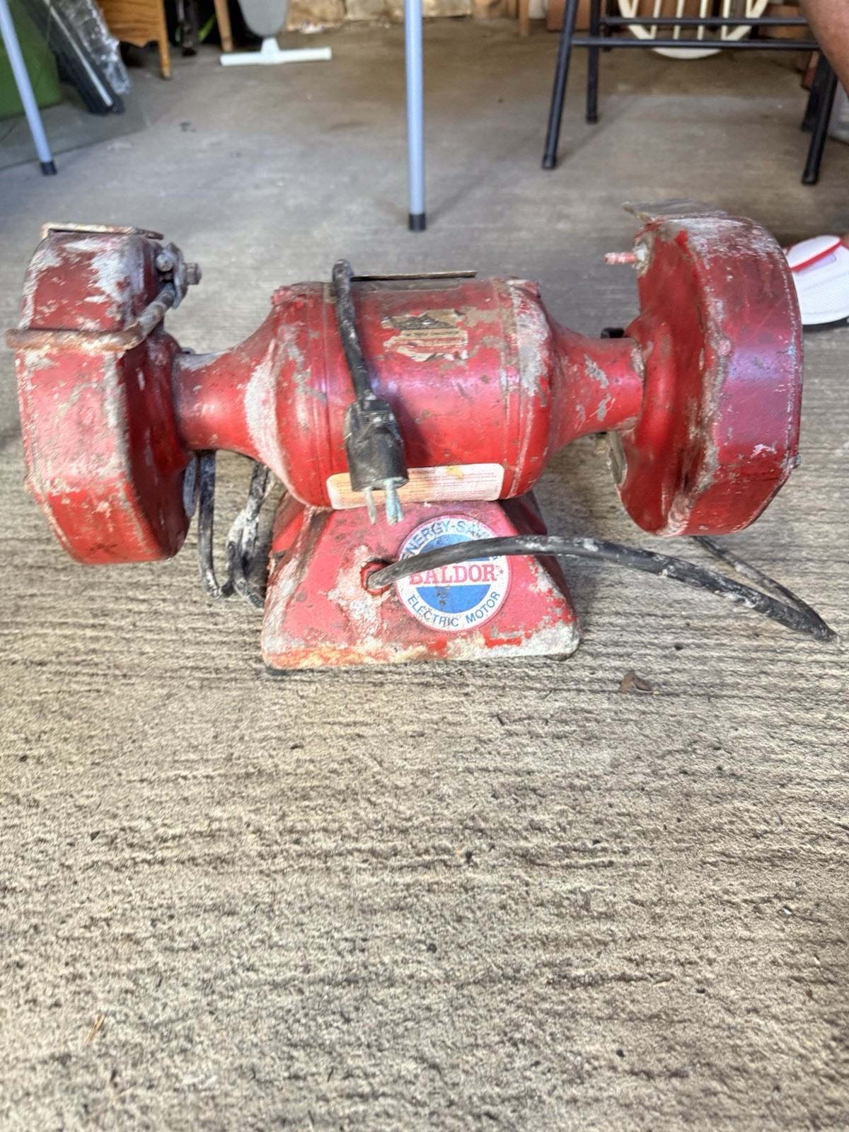 Baldor Corded Electric Bench Grinder Double Wheel Red Rotary/Circular