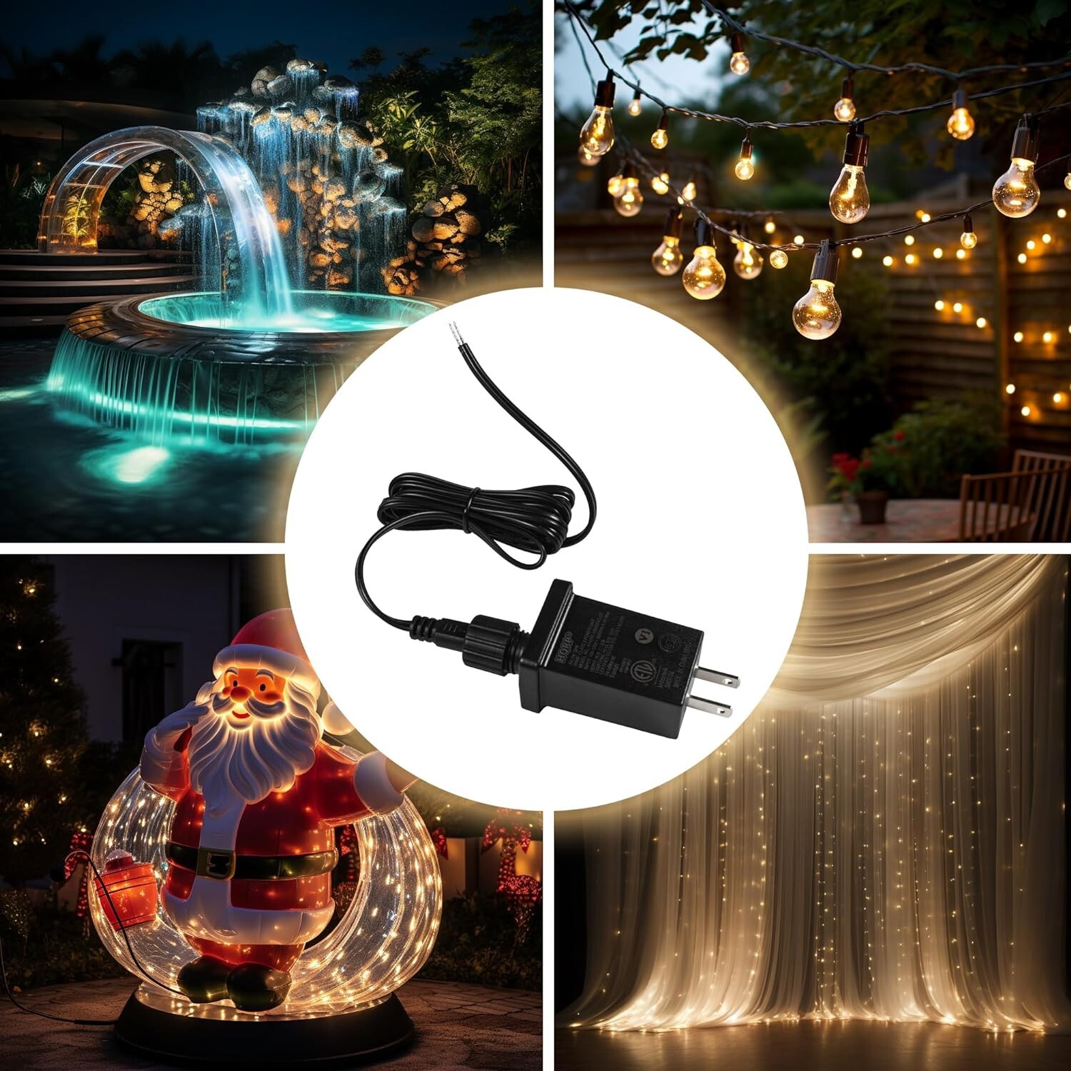 24V 0.5A 12W Class 2 Power Supply Extension Cord, IP44 Raintight LED Transformer