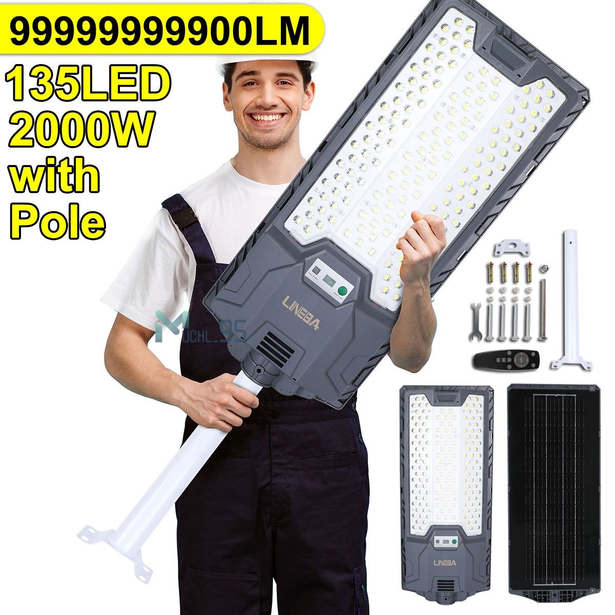 LED 2000W Commercial Solar Street Lights Outdoor Dusk to Dawn parking lot light