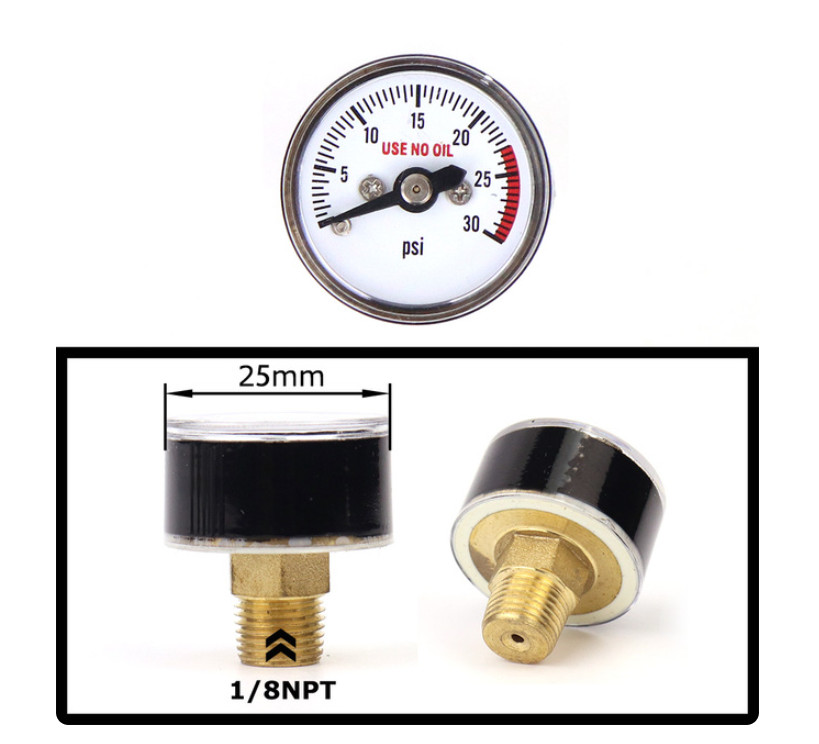 PCP Air Mini Micro Pressure Gauge Manometre Manometer 1/8BSP(G1/8) 1/8NPT M10 M8