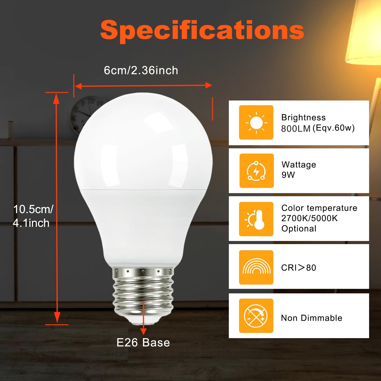 24 Pack A19 LED Light Bulbs 9W Equivalent 60W Replacement Daylight 5000K E26