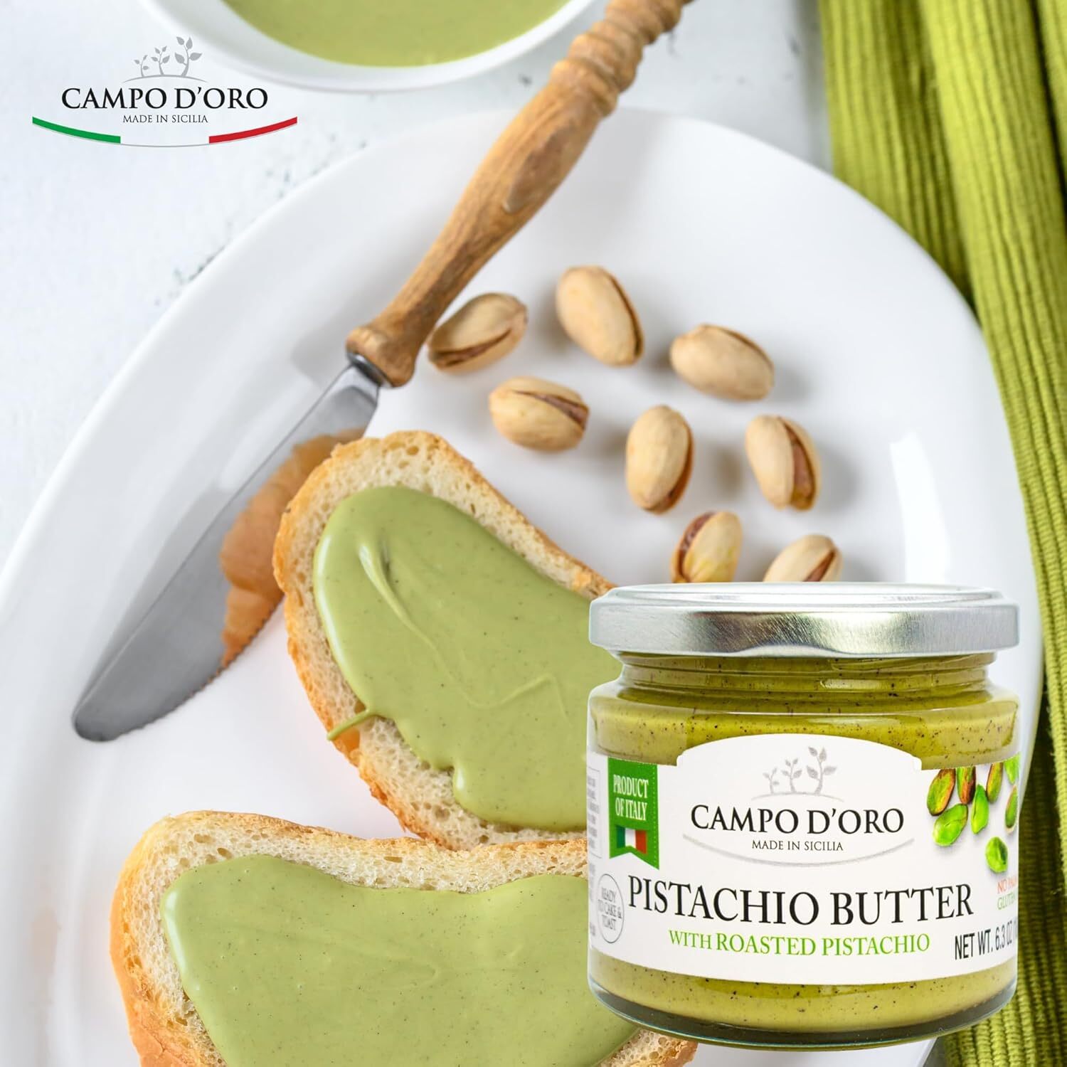– Pistachio Butter Sweet Spreadable Cream, 6.3 Oz (180G), Rich & Nutty for Knafe