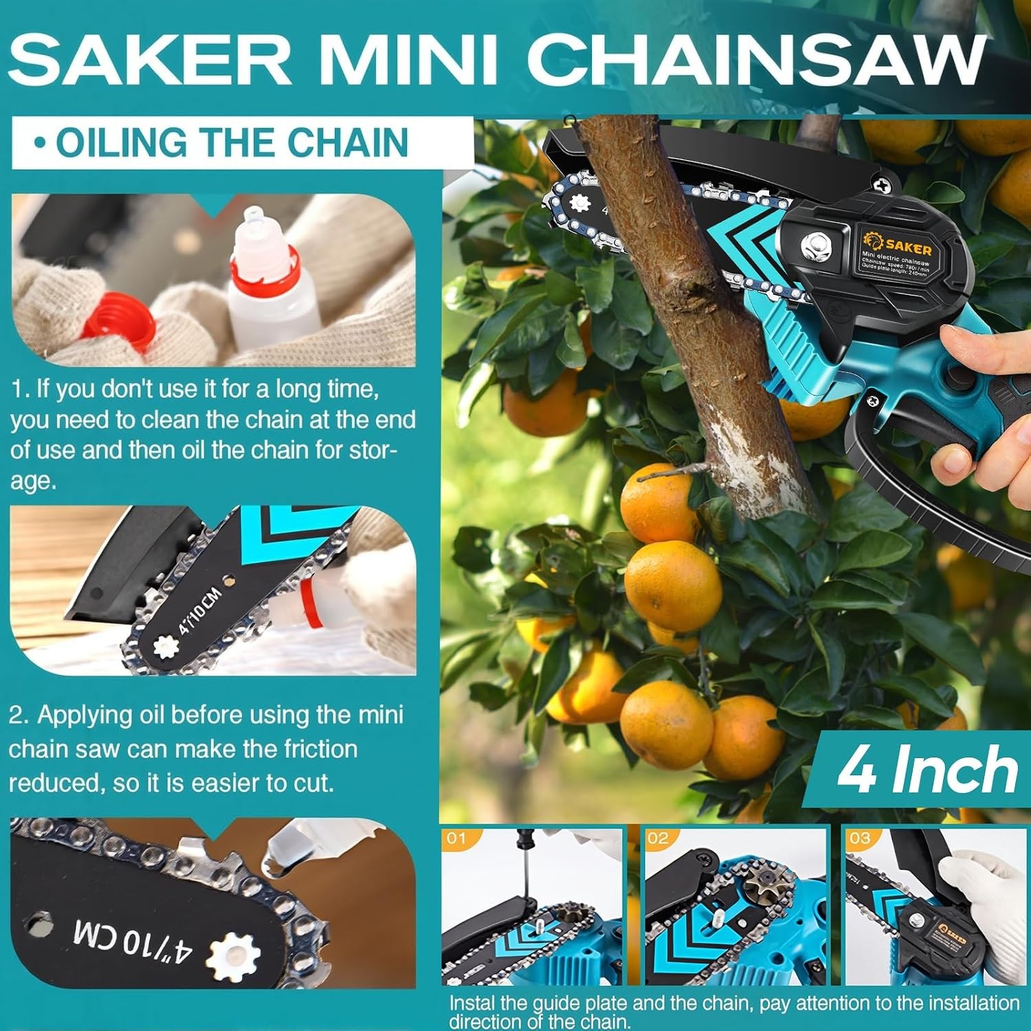 Mini Chainsaw Portable Electric Chainsaws Cordless Handheld Chain Saw Pruning