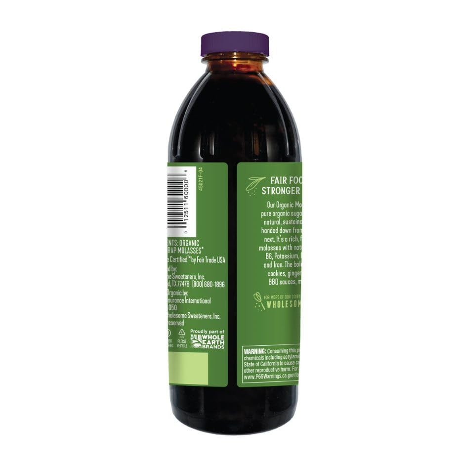 Wholesome Organic Blackstrap Molasses 16 Fl Oz USDA Organic Fair Trade Non GMO