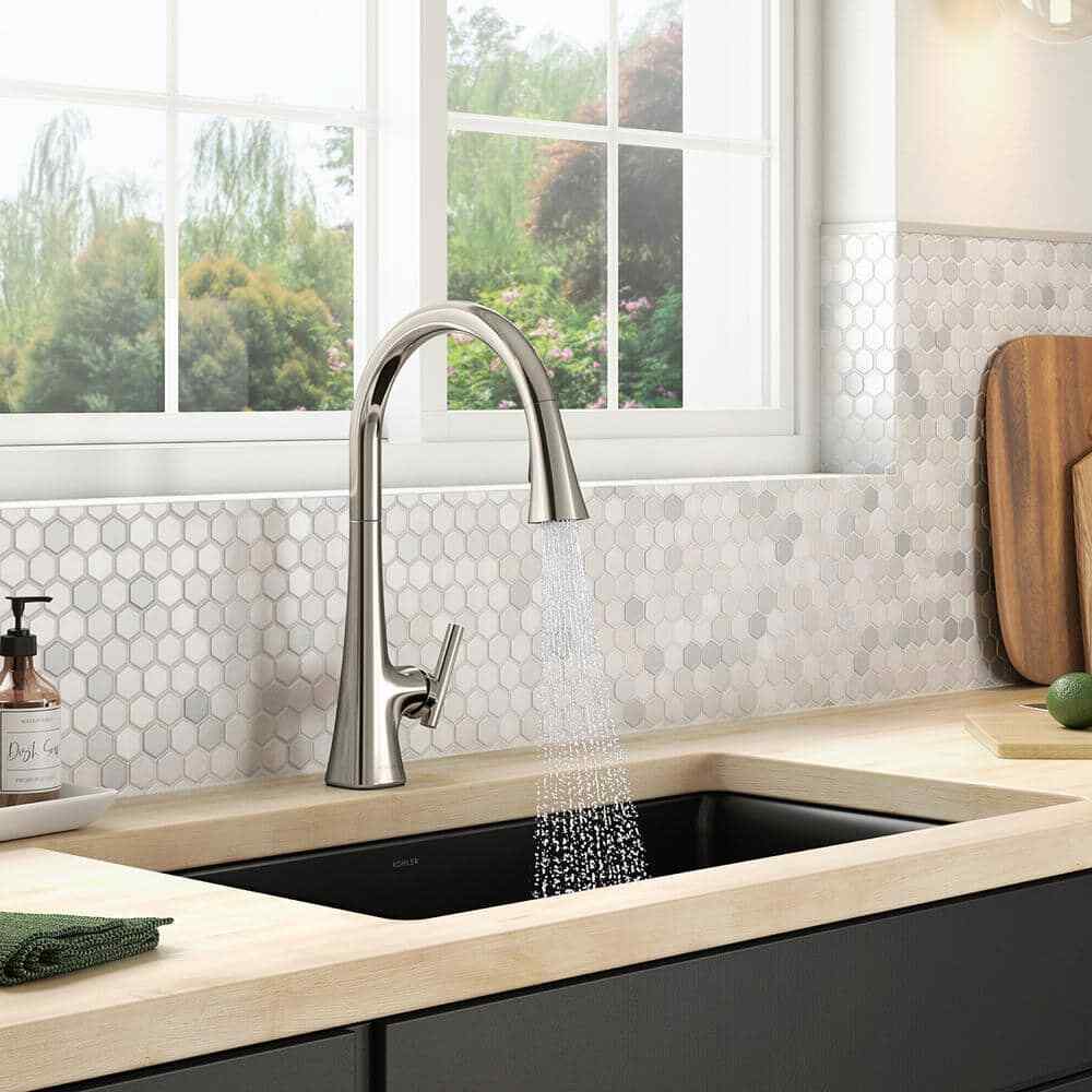 KOHLER Conti Pull Down Sprayer Kitchen Faucet in Vibrant Polished Nickel