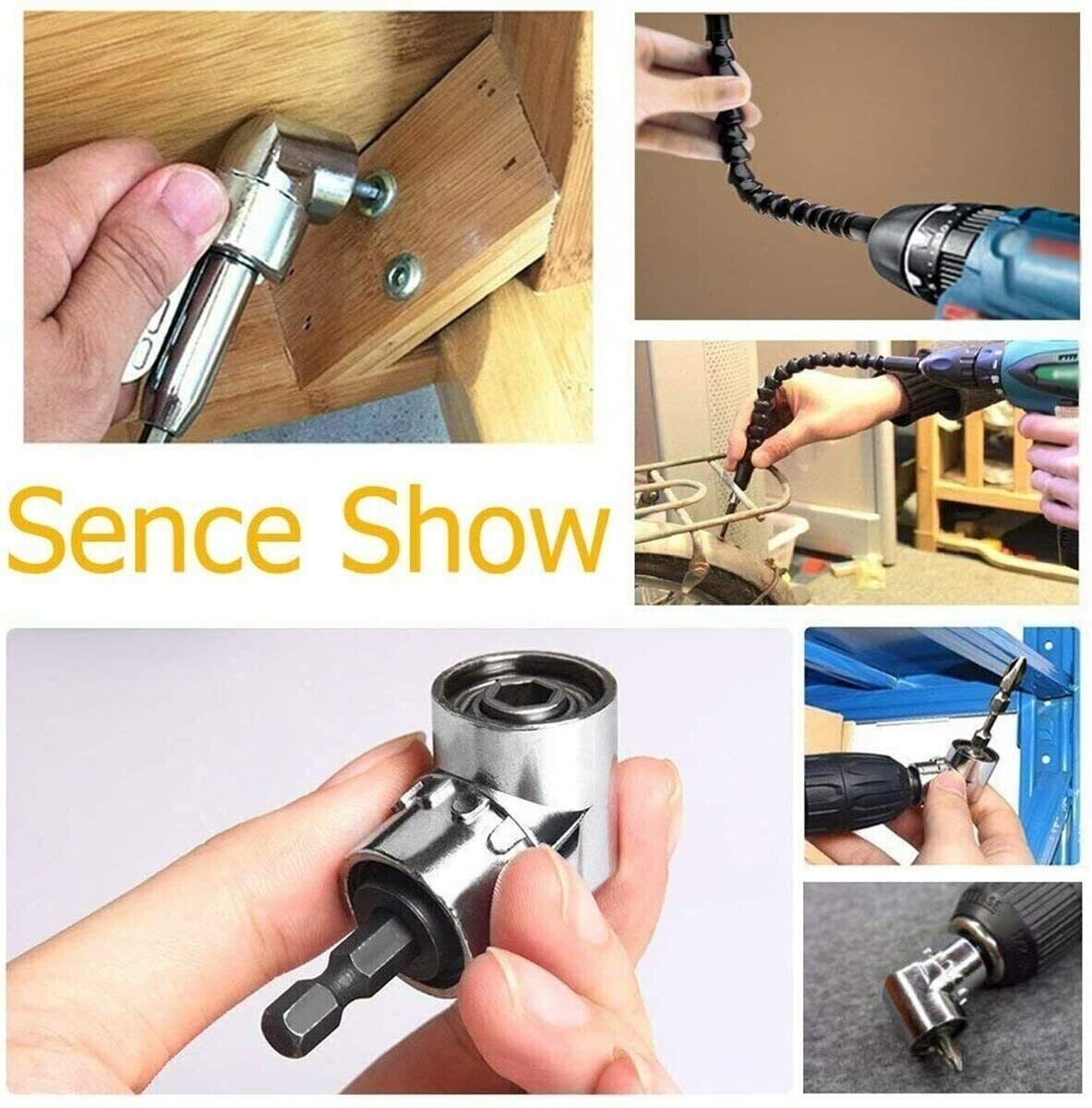 3-Piece 105 Degree Right Angle Drill Socket Adapter Flexible Shaft Extension Bit