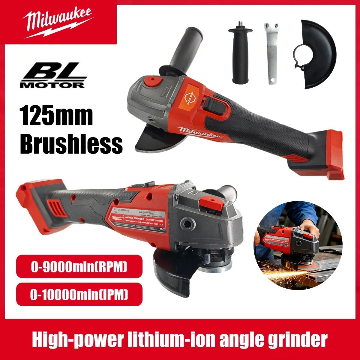 Milwaukee 2880-20 M18 FUEL 4-1/2″ / 5″ Grinder Paddle Switch, No-Lock usa