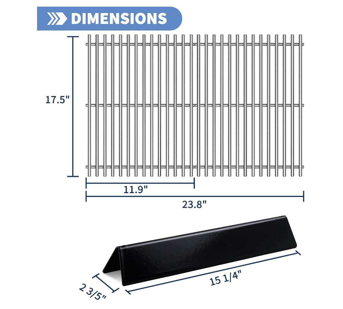 17.5″ Stainless Steel Grates and Flavorizer Bars For Weber Spirit 300 GS4 2013+