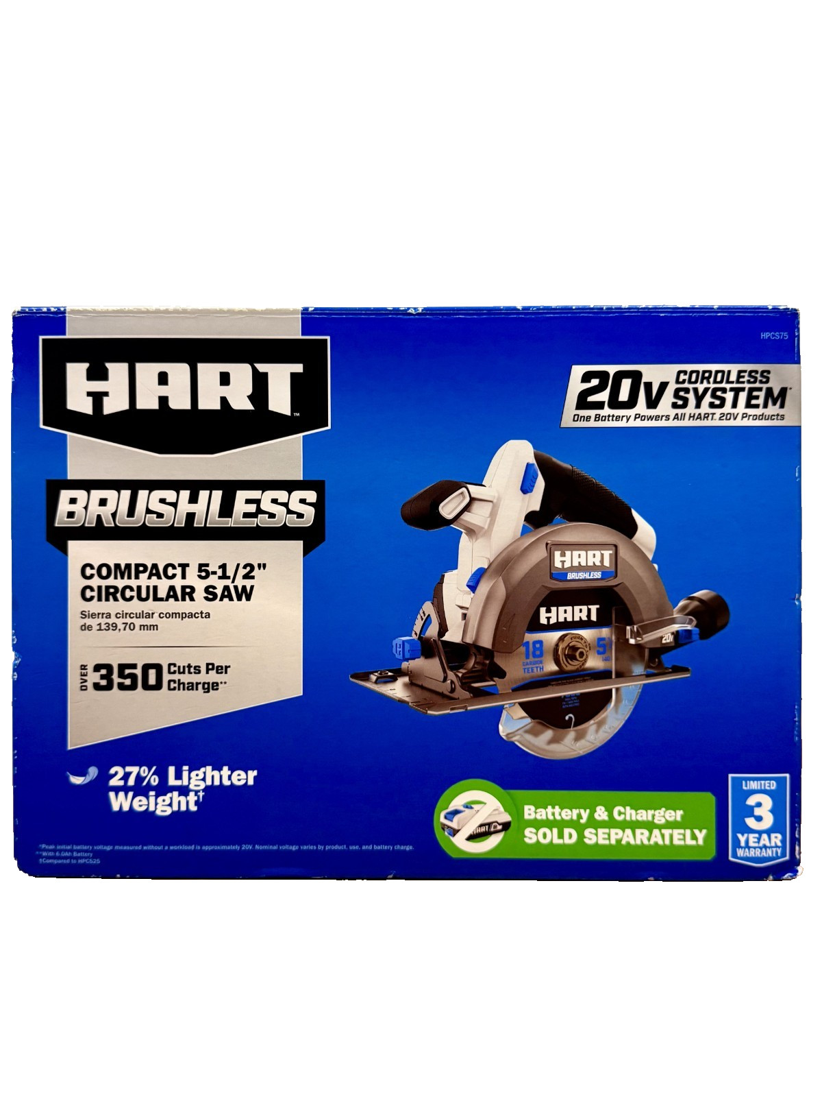 BRAND NEW HART Cordless Brushless Compact Circular Saw 5-1/2″ 20v Li-Ion TOOL