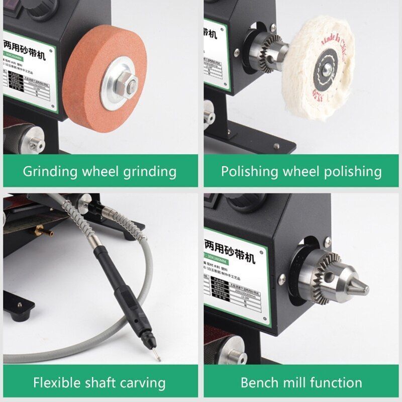 350W Electric Belt Sander Mini DIY Benchtop Polisher Wet Dry Grinding Machine US