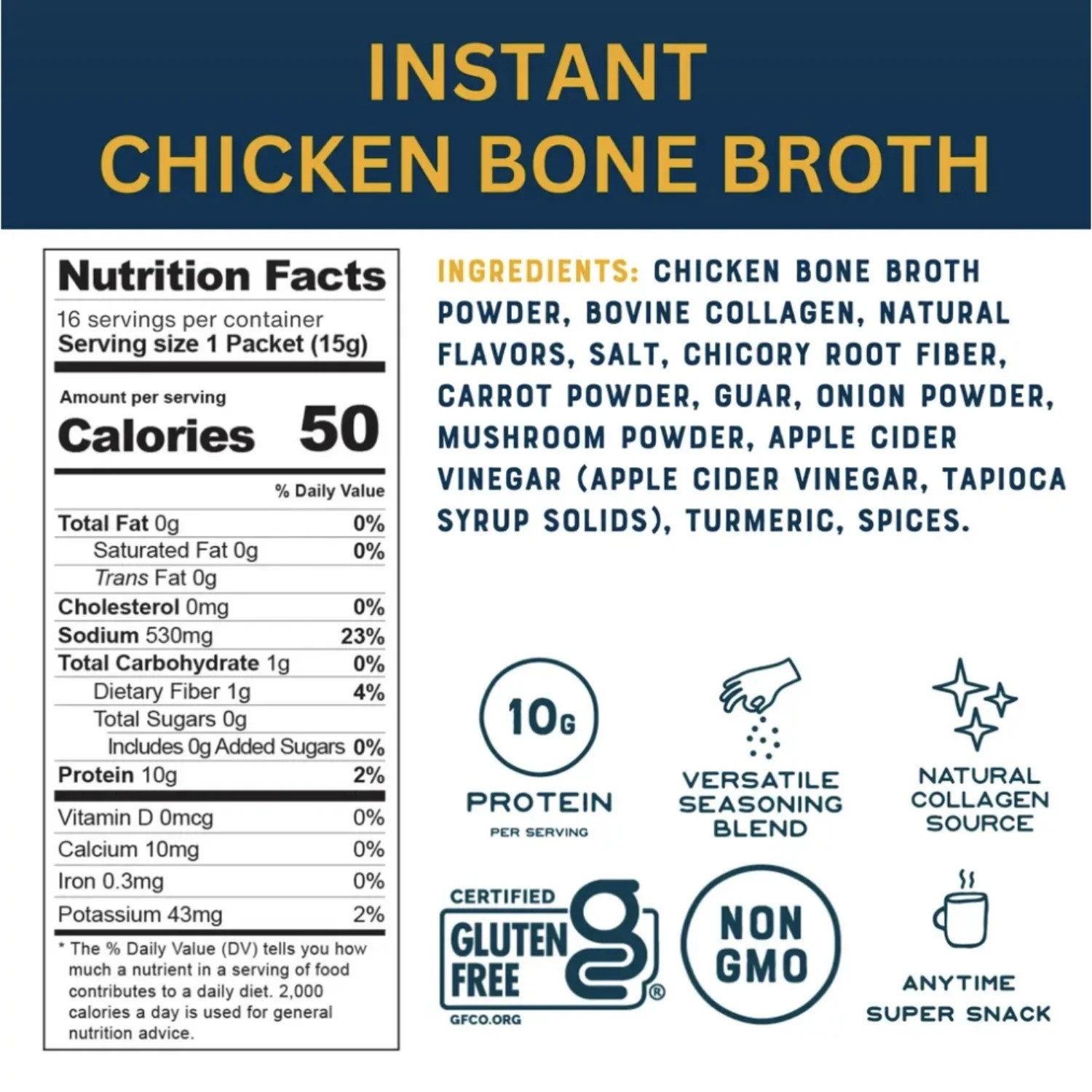 Bare Bones Chicken Broth Powder Sticks, 8 ct (4-Pack) – 32 Broth Sticks