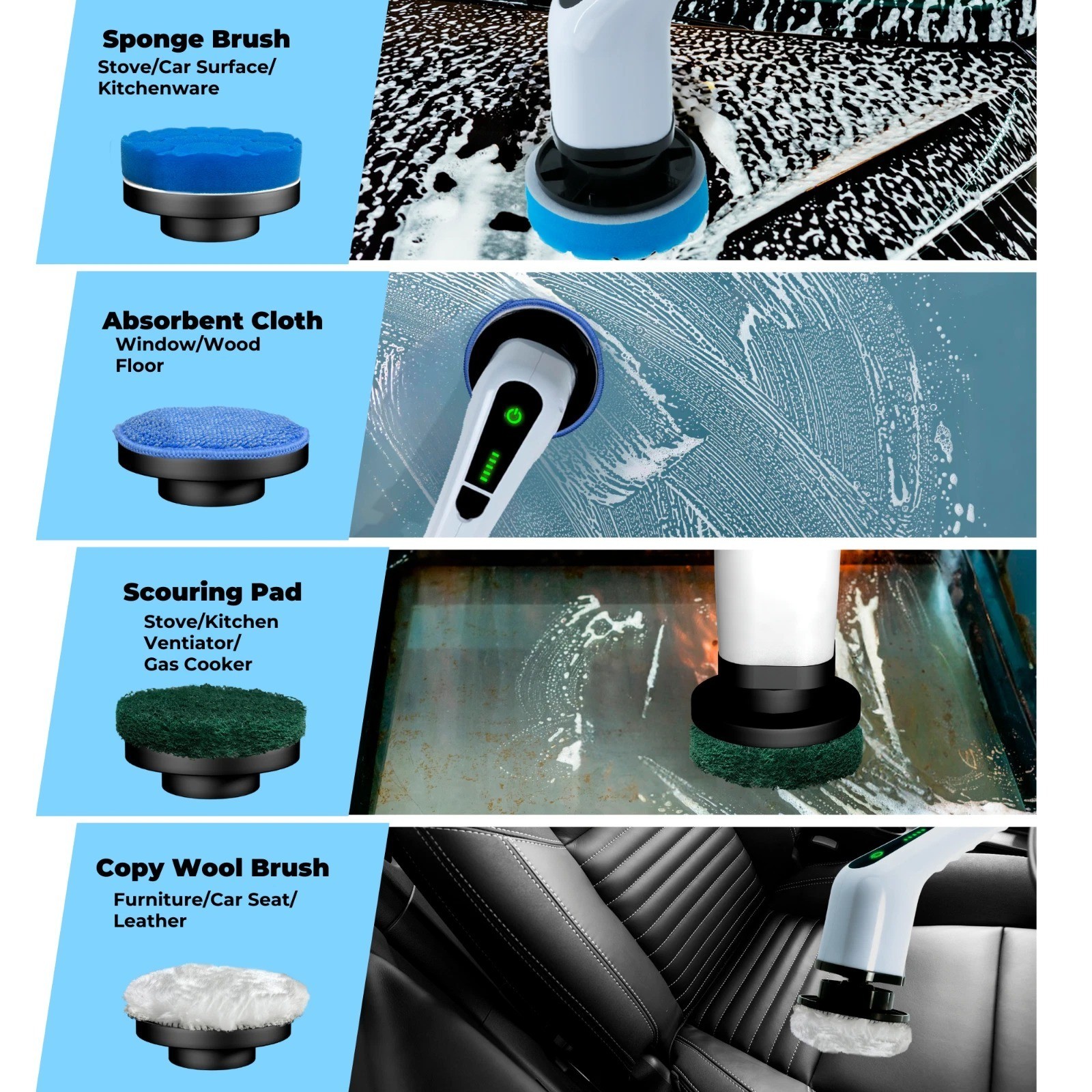 9 IN 1 Electric Spin Scrubber Cordless Power Cleaning Brush Rechargeable cleaner