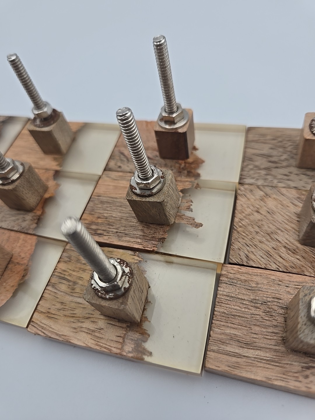 Modern Brutalist Wood & Resin Cabinet Drawer Knob set 12 Rectangular Shape READ