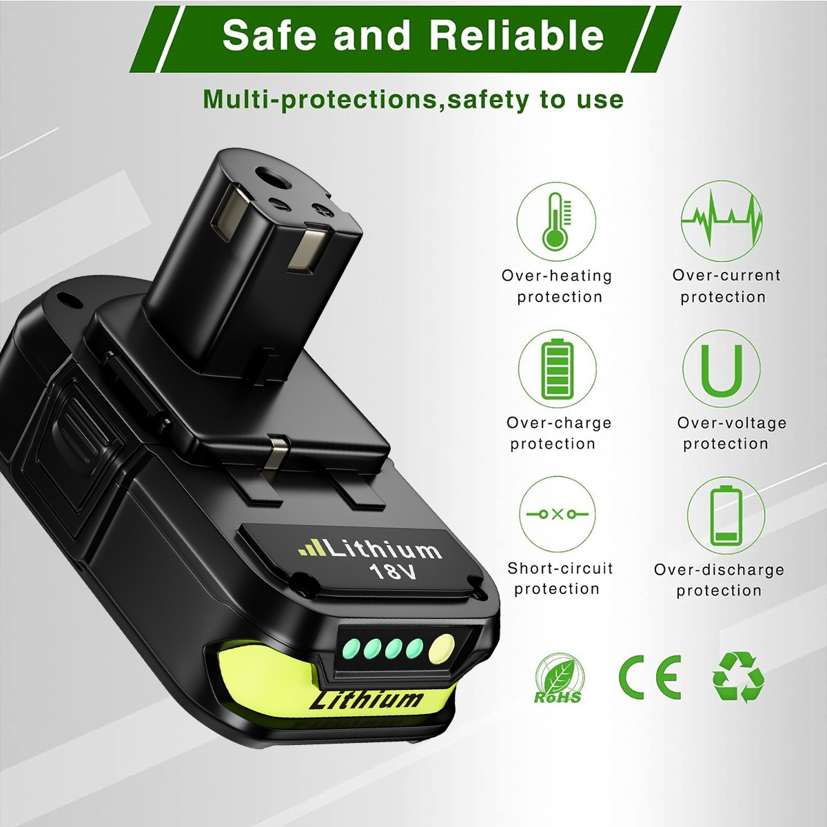 1X 3.6Ah Lithium Battery For RYOBI P108 18V For One Plus High Capacity P107 NEW