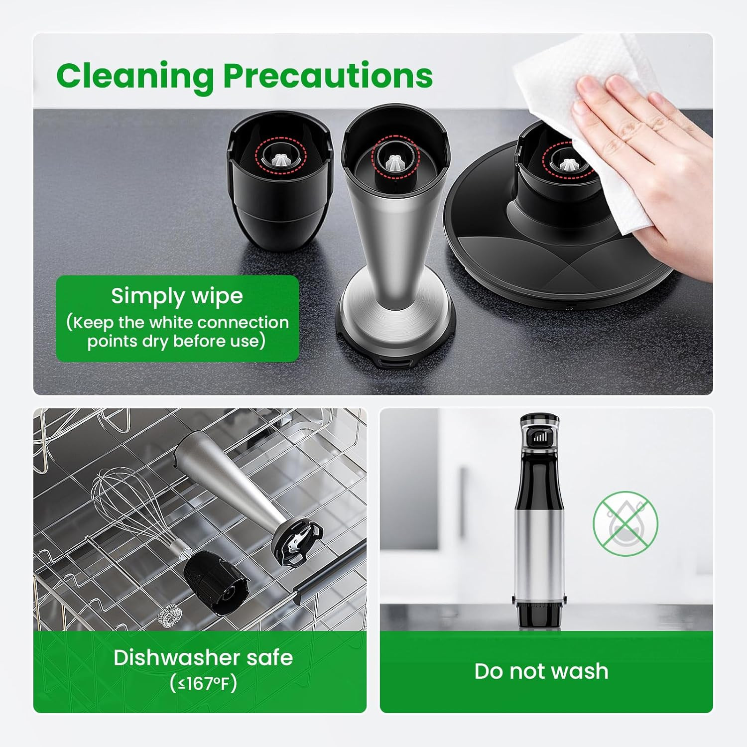 Immersion Blender Handheld Corded Hand Blenders Set 1100W, Trigger Variable Spee