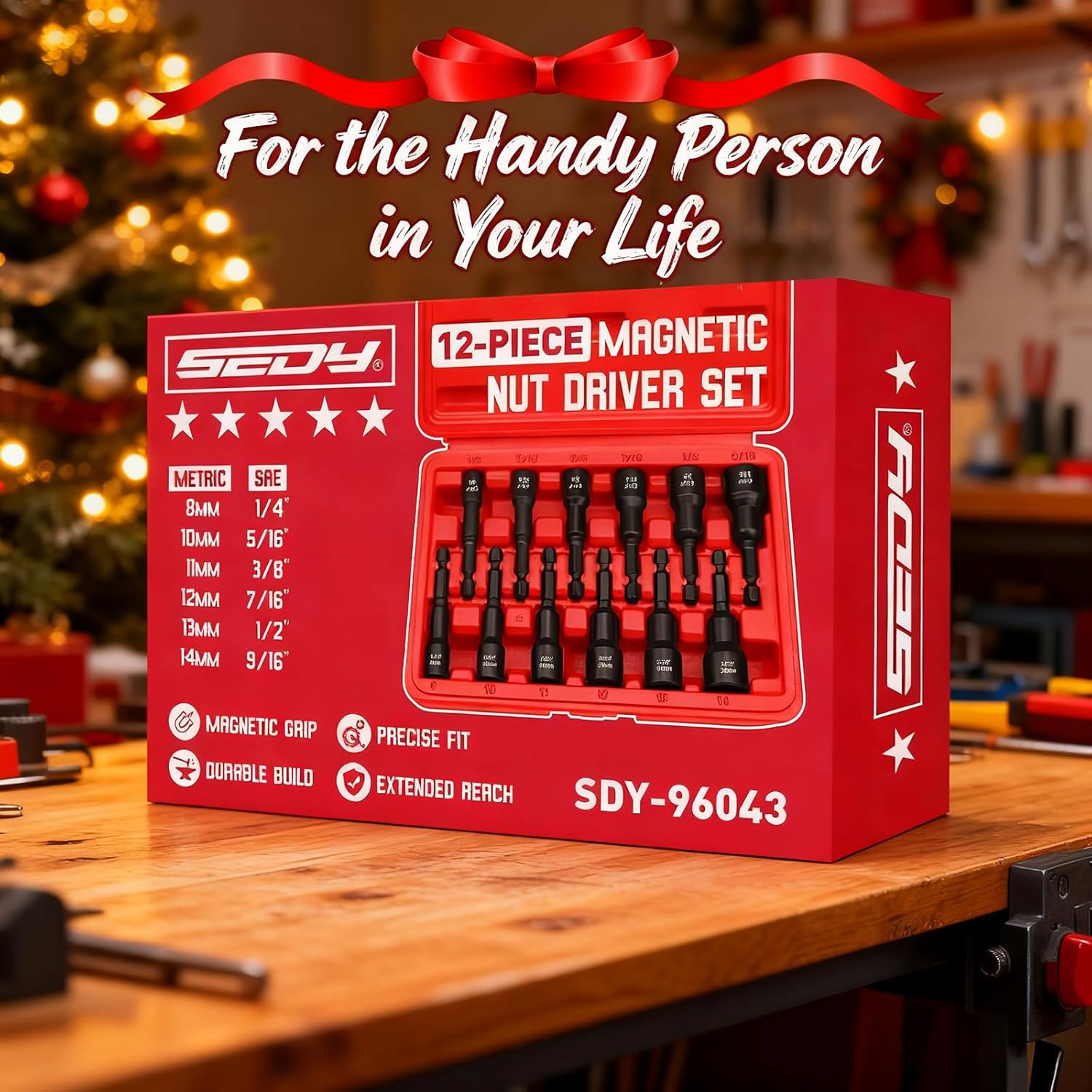 12PC Magnetic Nut Driver Set SAE Metric Impact Drill Bit 1/4 Quick Change