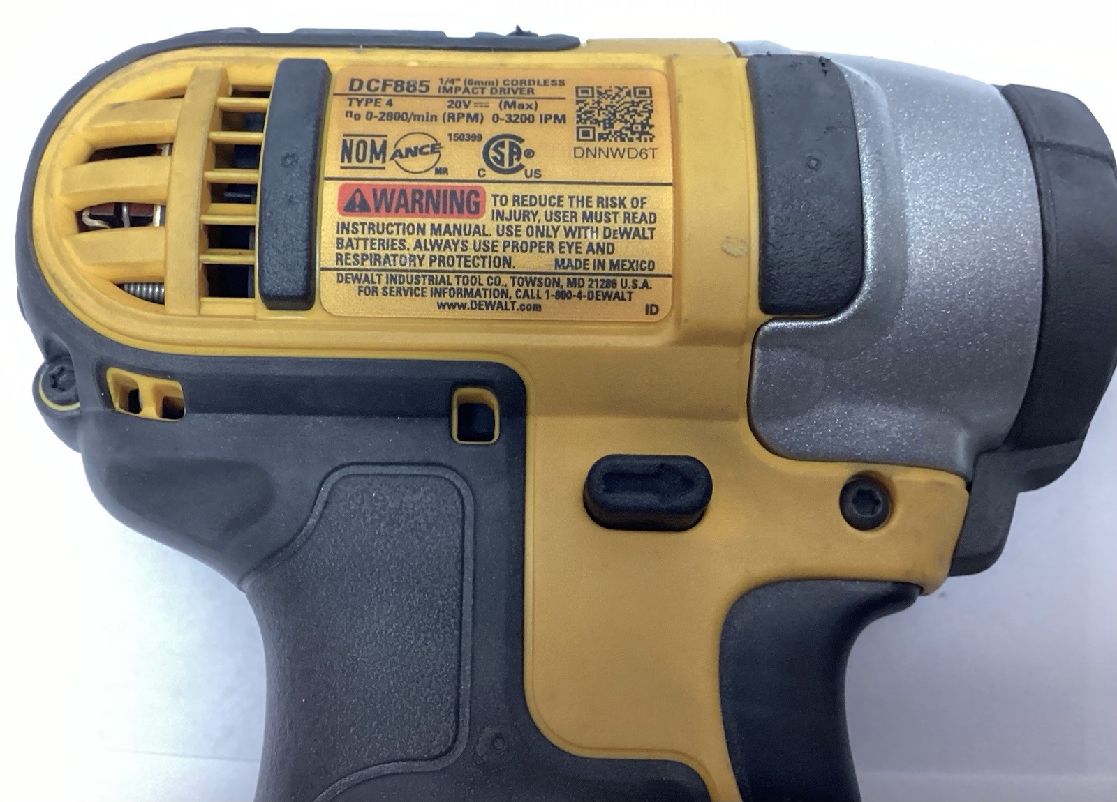 Dewalt DCF885 20V Max Lithium Ion 1/4” Impact Driver w/ DCB201 Battery
