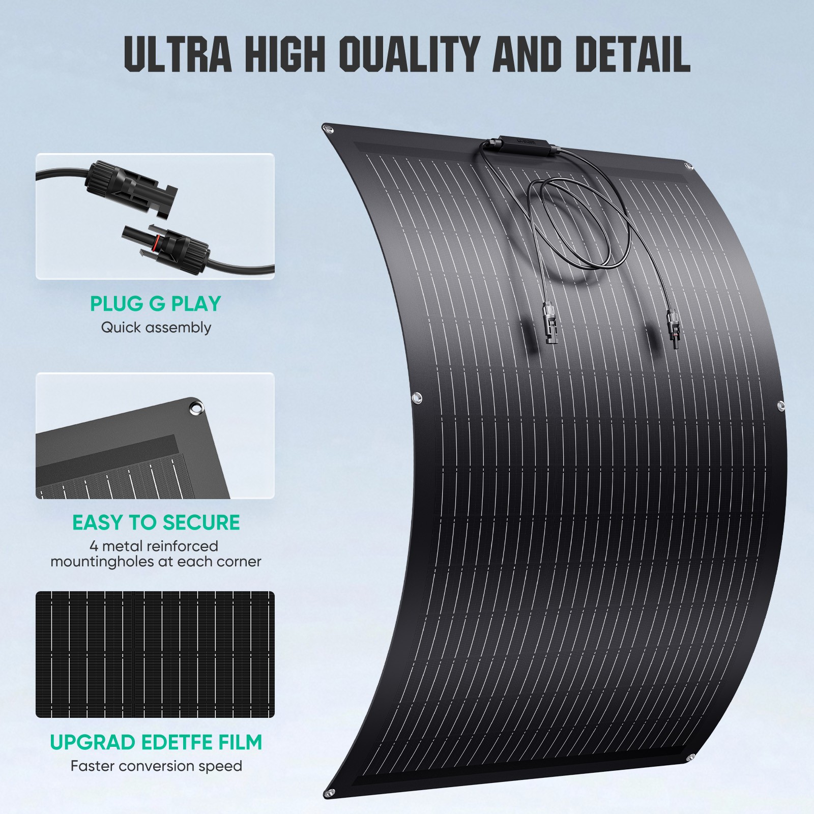 150W Mono Flexible Solar Panel 12V Power Charge Camping Home RV Battery Higher