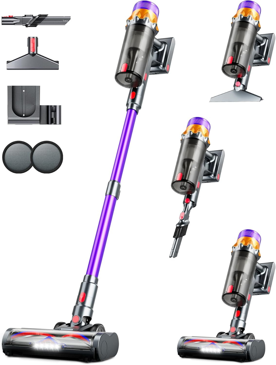 RENDOW Cordless Vacuum Cleaner, 500W 50KPA 60Mins Vacuum Cleaners for Home, Self