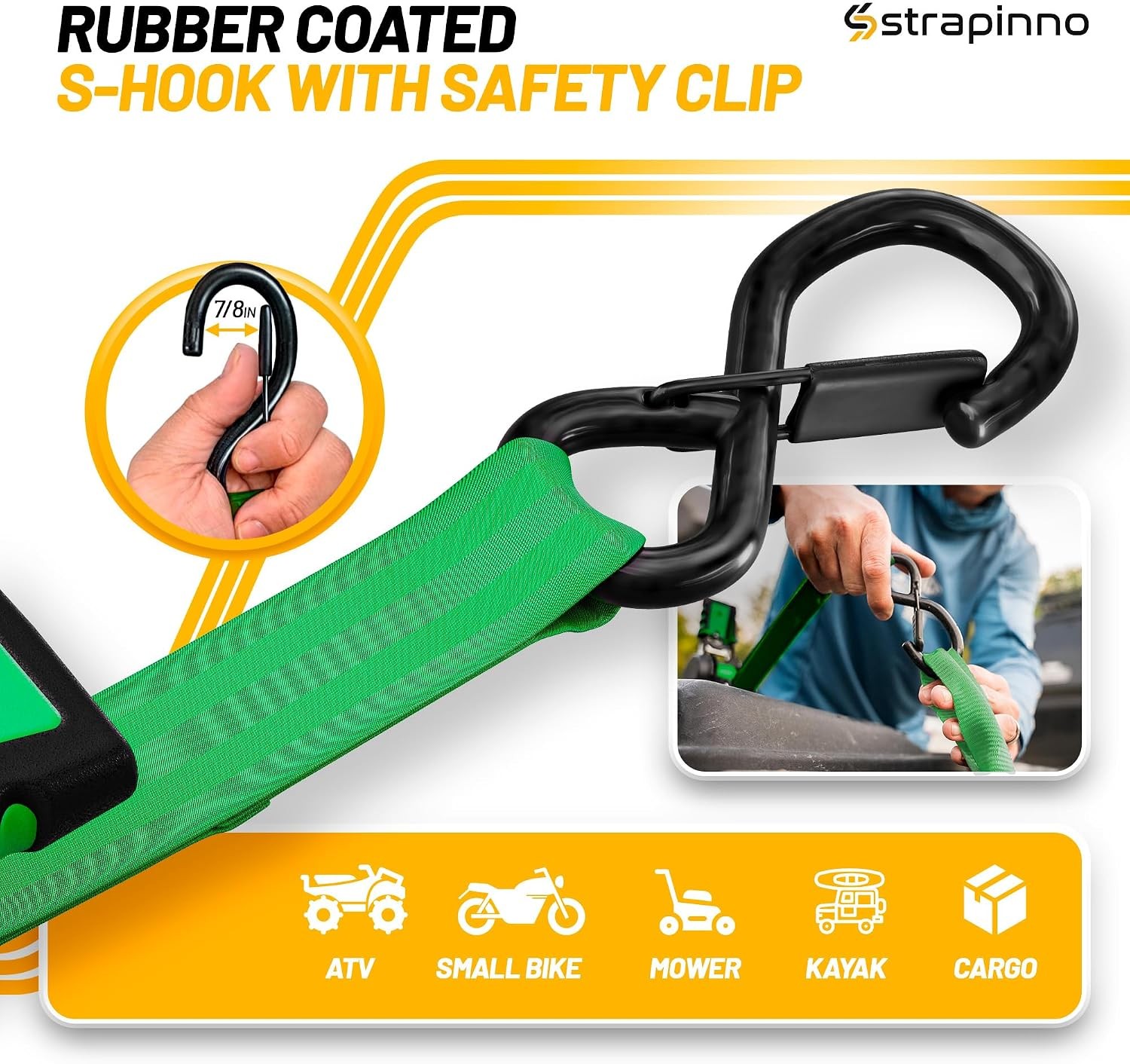 Retractable Ratchet Straps 4-Pack 1 in x 10 ft 1,500LBS Break Strength Most