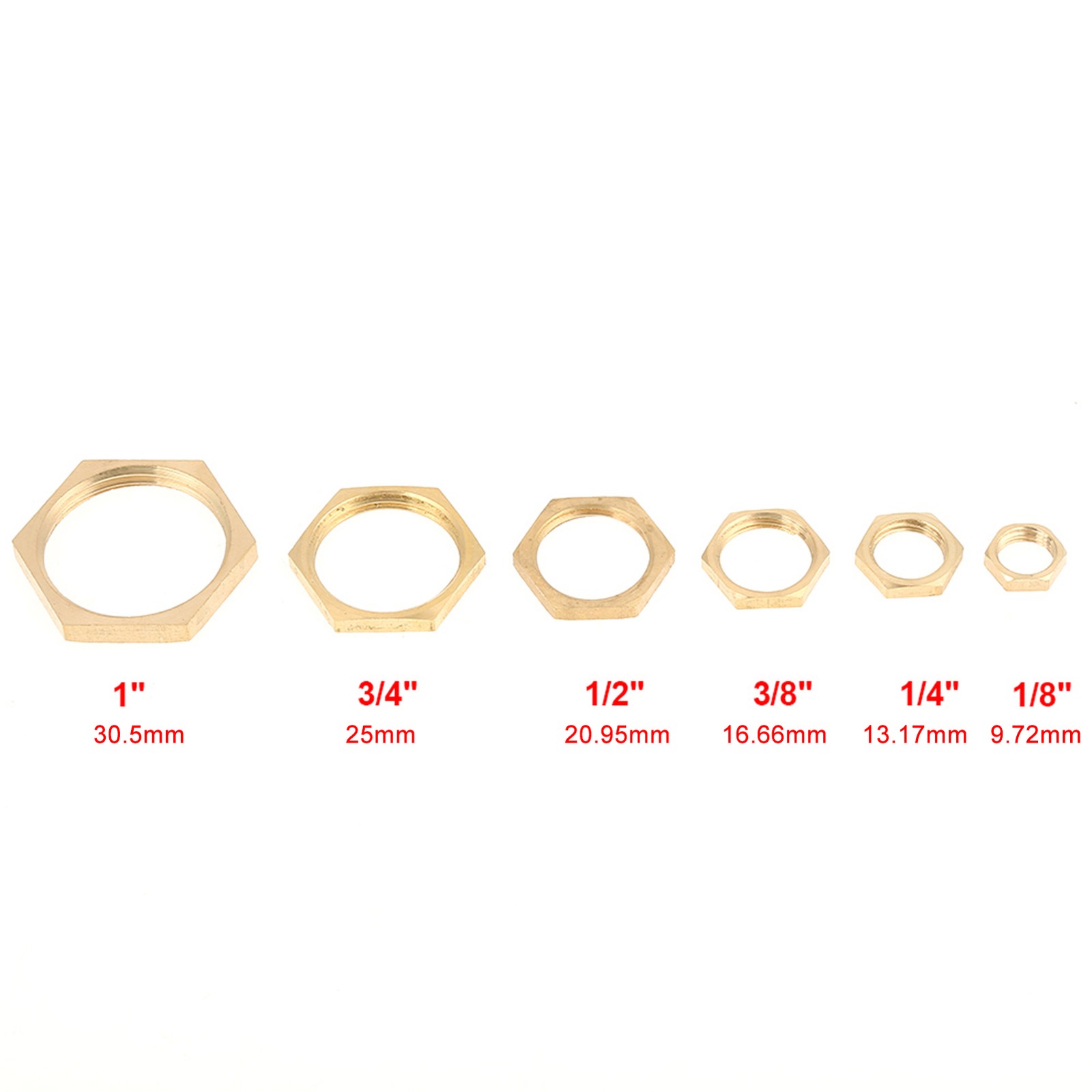 40pcs G1/8 G1/4 G3/8 G1/2 G3/4 G1 Thread Pipe Fitting Brass Hex Lock Nuts Thin