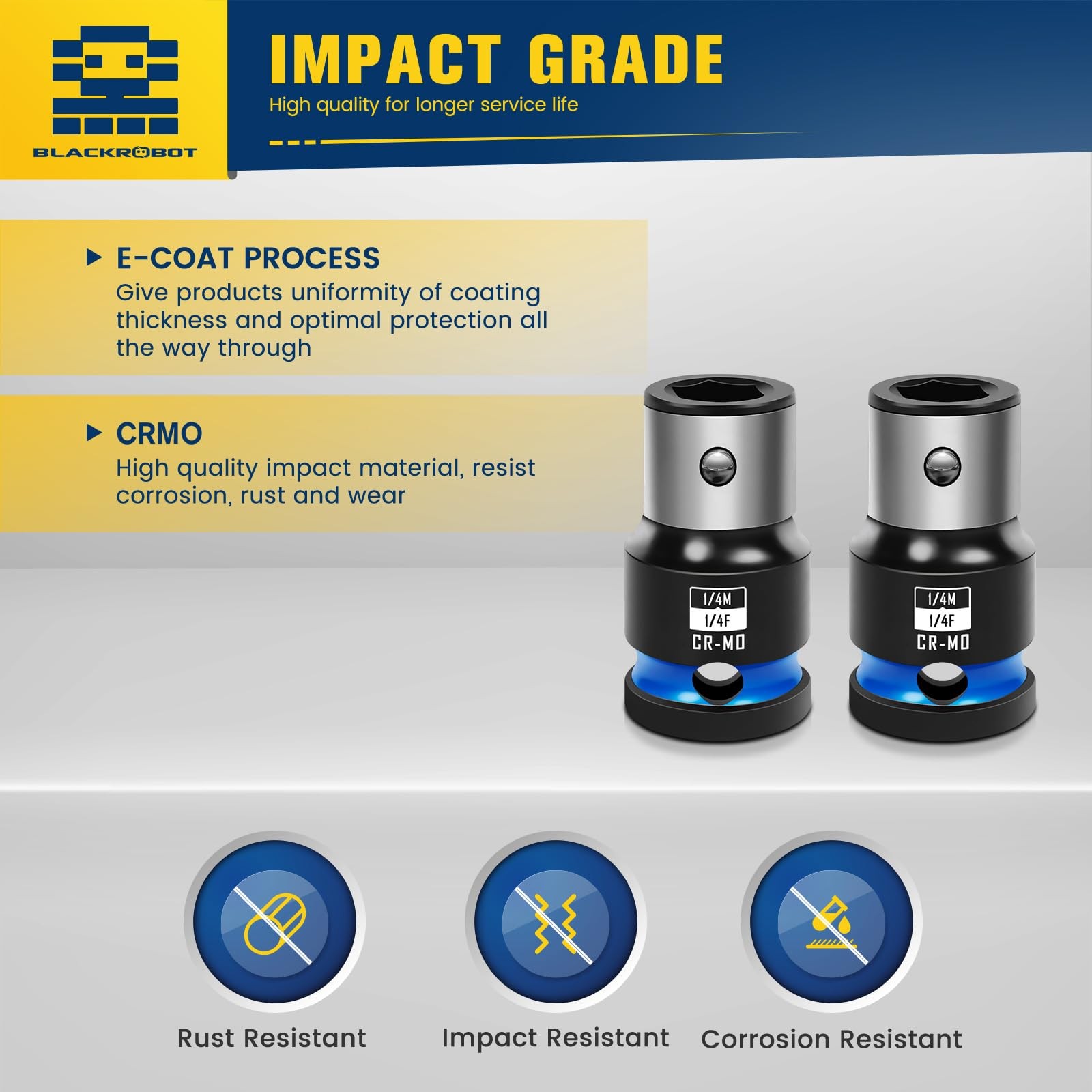 2PCS Impact Bit Holders 1/4 Inch Square Drive to 1/4 Inch Hex Socket Adapter for
