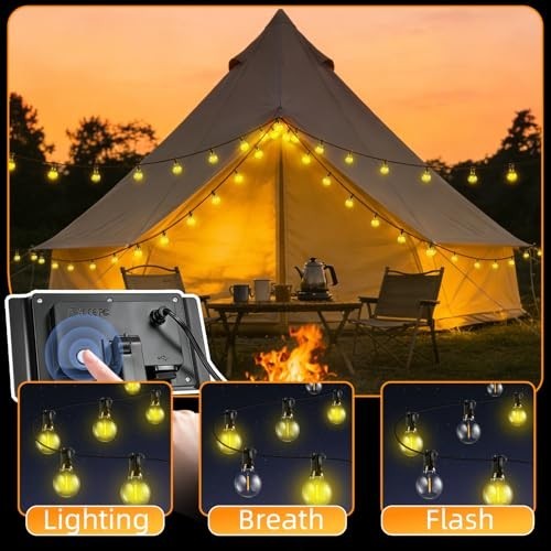100FT Solar Lights Outdoor Waterproof: G40 30M Shatterproof Bulbs Patio Lights –