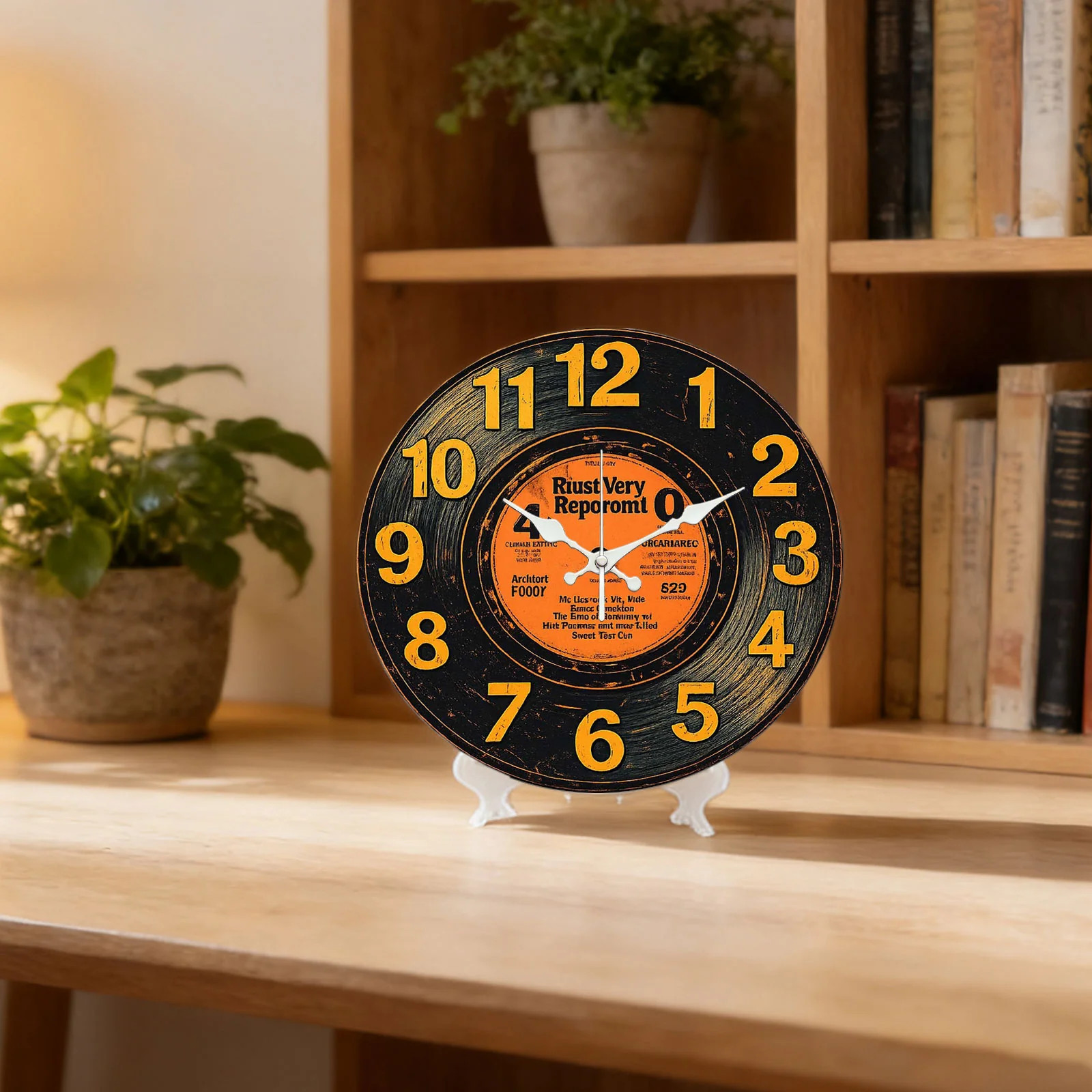 Vinyl Record Pattern Wooden Silent Wall Clock No Battery Holiday Home Decors