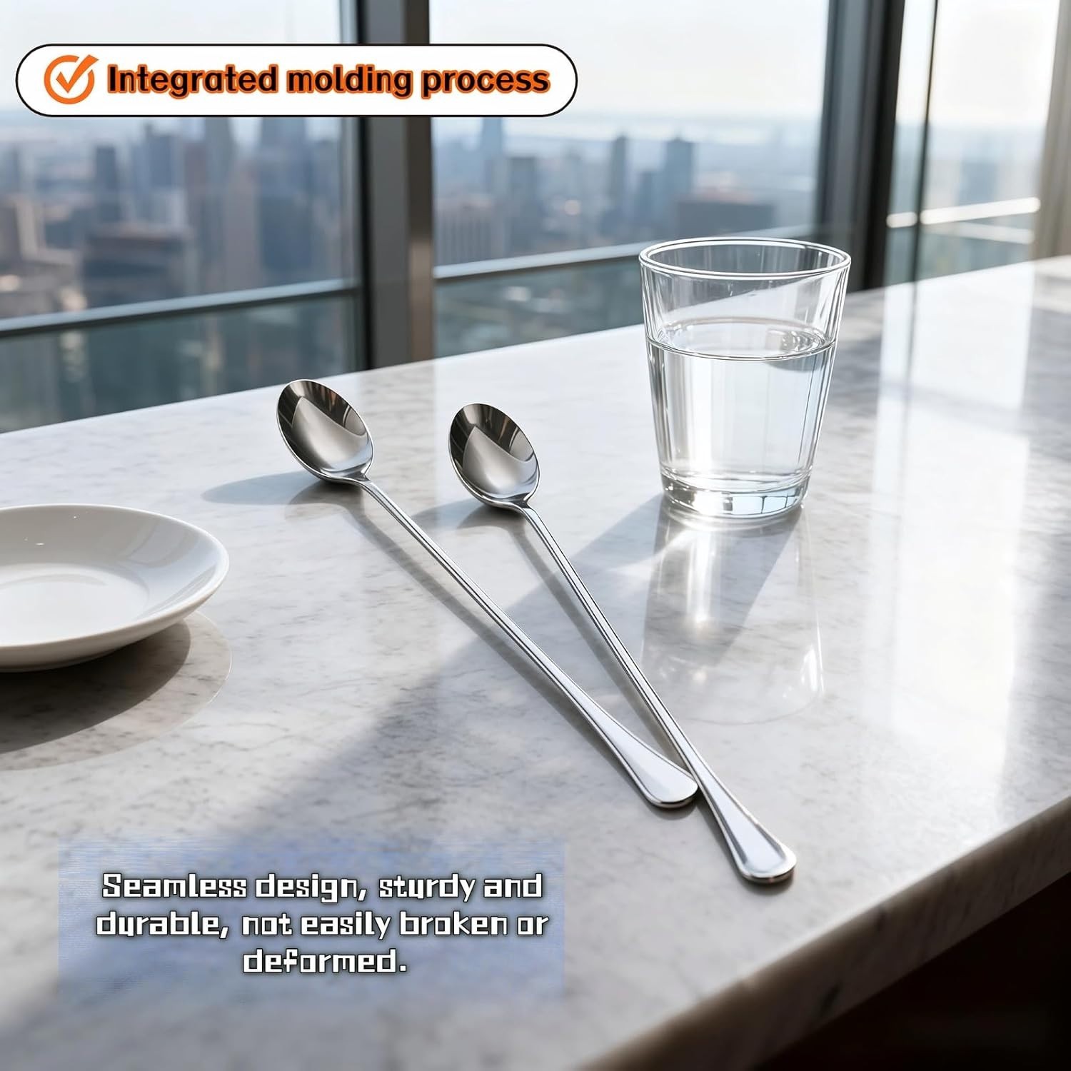 9.5 Inch Long Handle Stainless Steel Spoon – 4-Pack Ice Tea Spoon