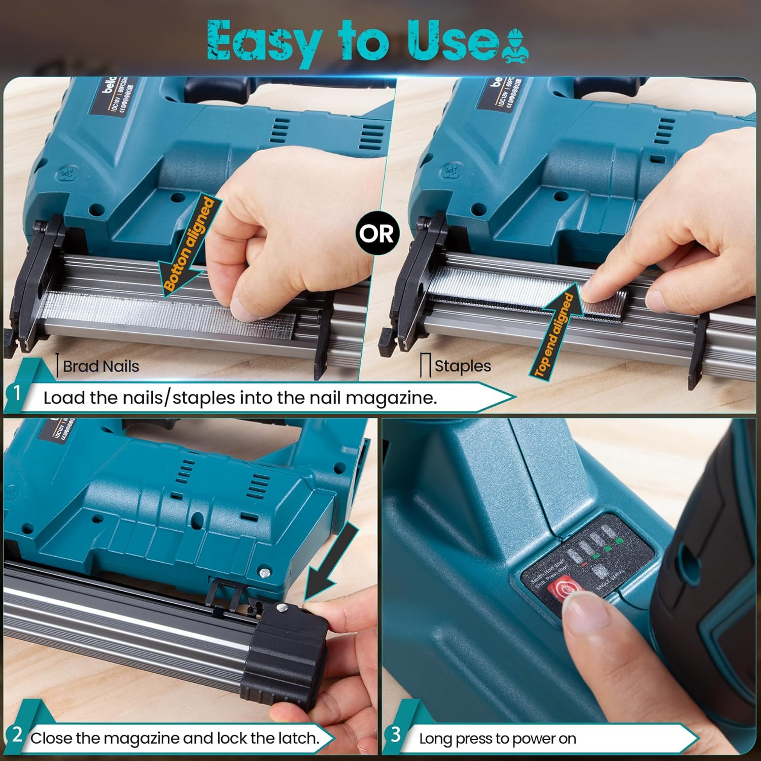 18GA Cordless Brad Nailer Gun for Makita18V Bettery | 2 in 1 Nail Gun & Staple G