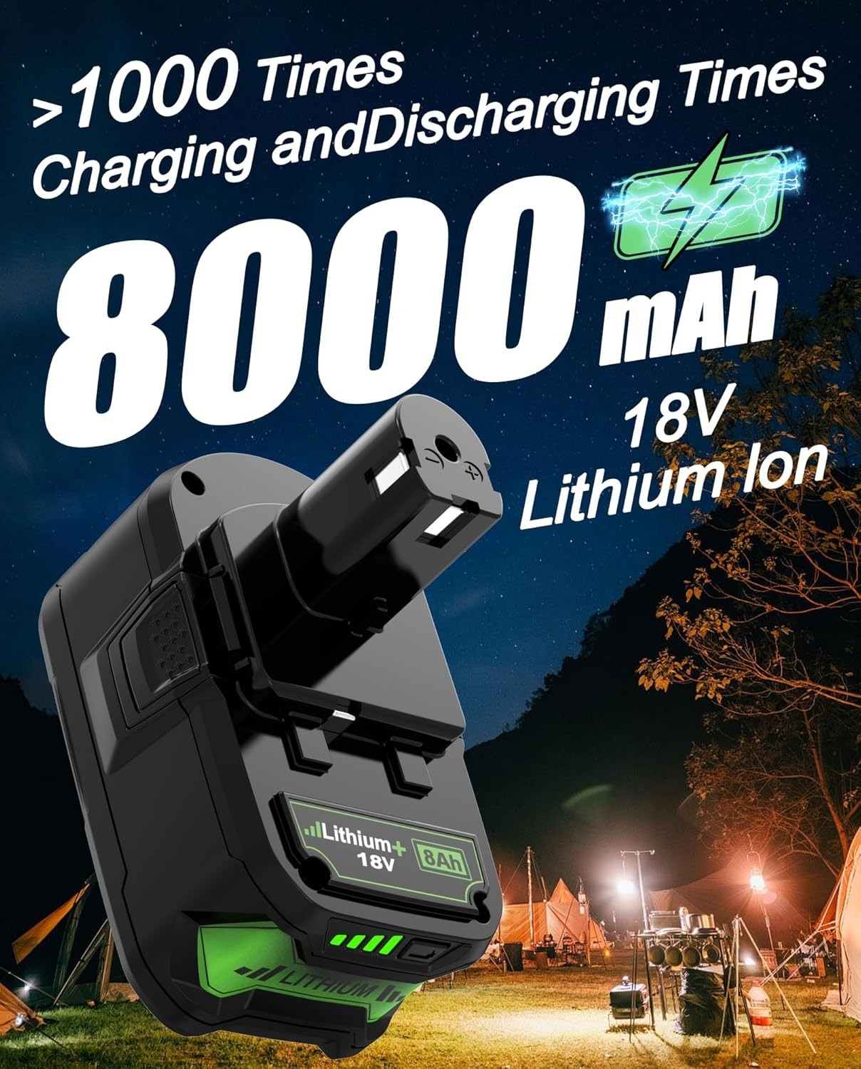 2 Pack Upgrade 8000mAh for Ryobi 18V Battery Lithium ion Compatible P102