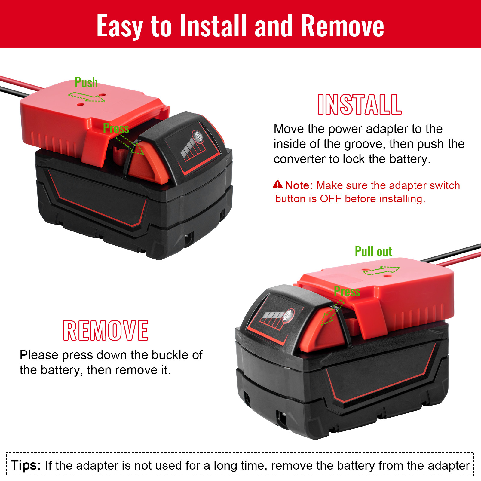 2 Pcs Power Wheel Adapter Compatible With Milwaukee 18V Battery for DIY RC Car